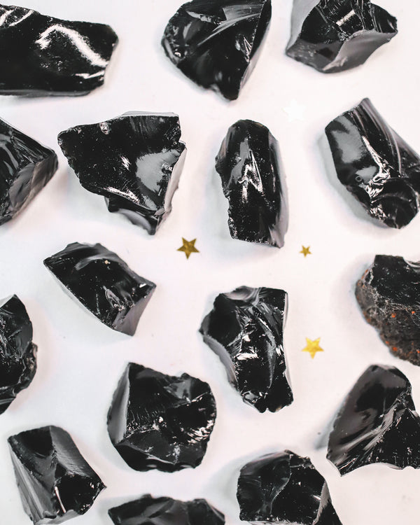 Svart Obsidian rå