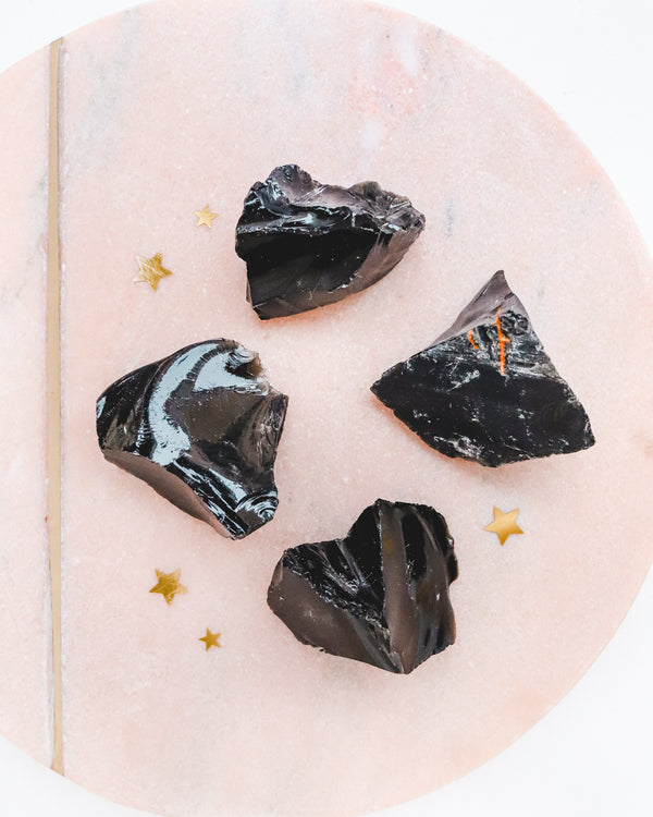 Svart Obsidian rå